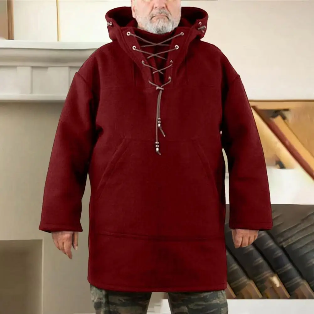 Men Hoodie Top Stylish Men's Mid-length Hooded Sweatshirt Lace-up Warm Pullover with Front Pocket Solid Color Winter Top
Men Hoodie Top Stylish Men's Mid-length Hooded Sweatshirt Lace-up Warm Pullover with Front Pocket Solid Color Winter Top