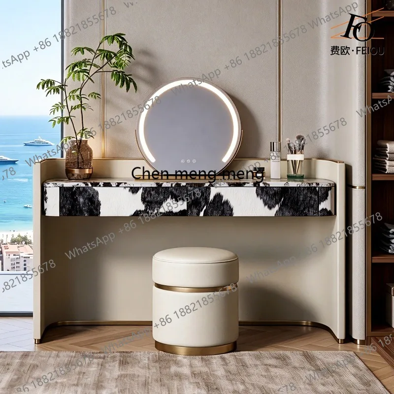 Light luxury makeup table custom Italian senior cow fur marble master bedroom dresser
Light luxury makeup table custom Italian senior cow fur marble master bedroom dresser