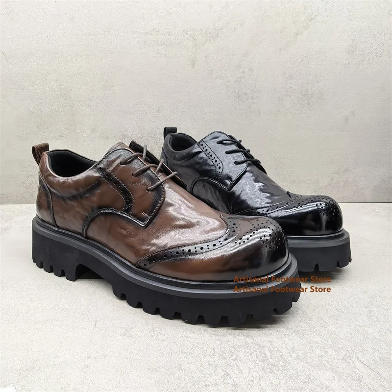 Thick Soled Height Increasing Brogue Shoes British Style Lightweight Business Lace Up Leather Casual Shoes Trendy Men's Shoes
Thick Soled Height Increasing Brogue Shoes British Style Lightweight Business Lace Up Leather Casual Shoes Trendy Men's Shoes