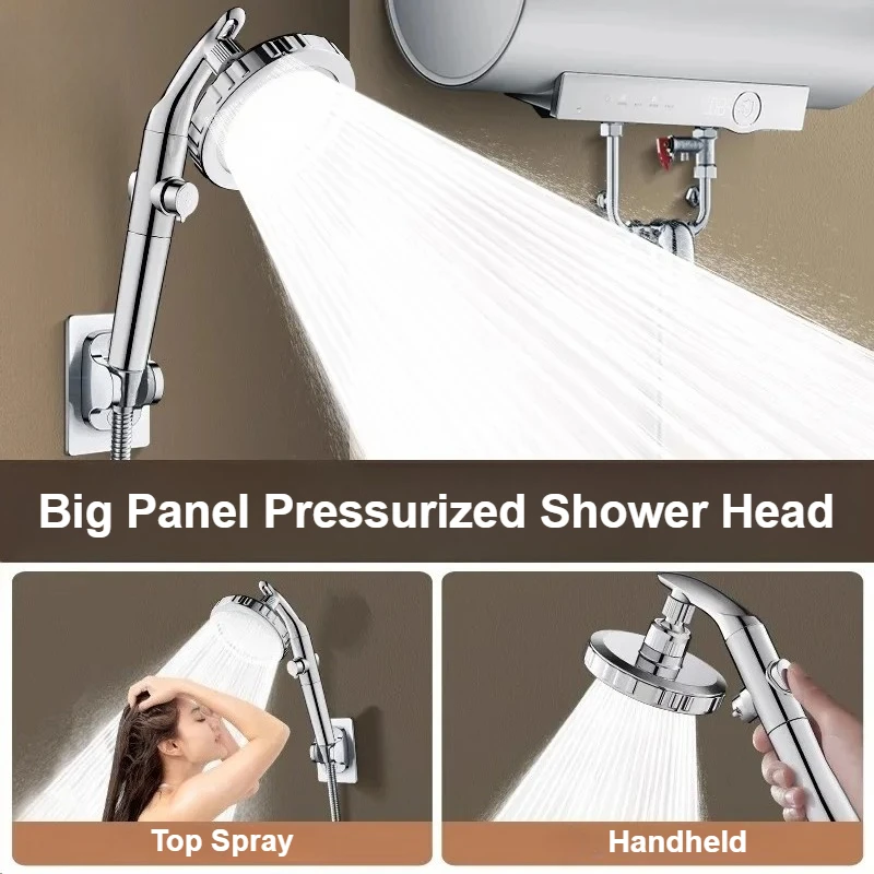 Hand Spray/Top Spray Dual-Purpose High Pressure Shower Head Bathroom Accessories Big Panel Showerhead One-Key Stop Water Sprayer
Hand Spray/Top Spray Dual-Purpose High Pressure Shower Head Bathroom Accessories Big Panel Showerhead One-Key Stop Water Sprayer