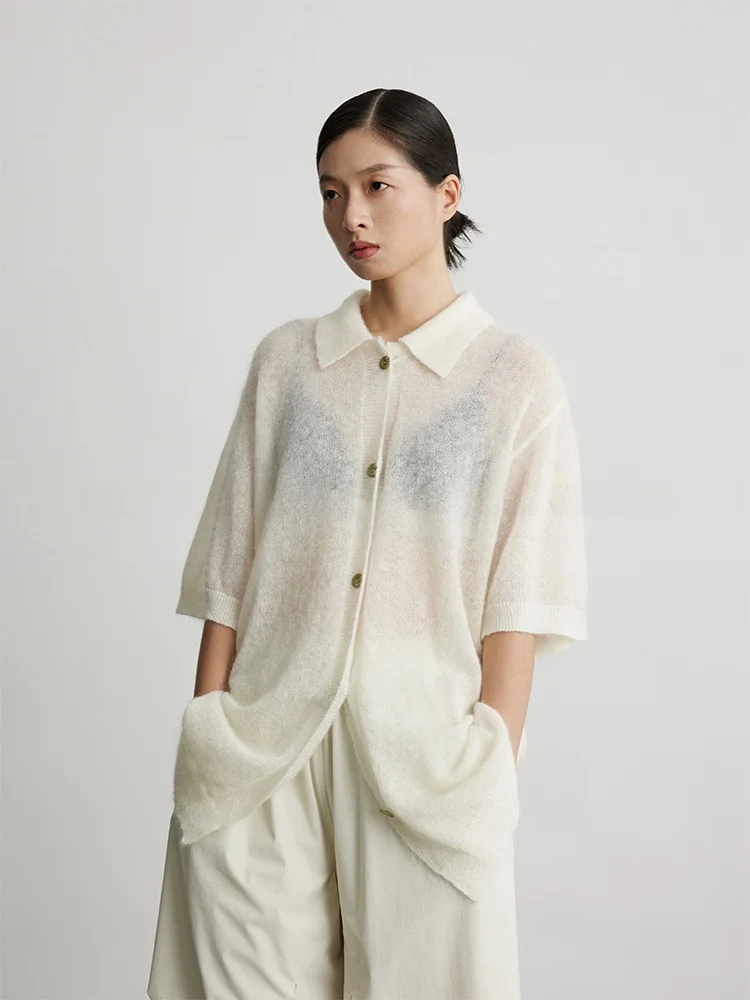 Loose Fine Knitted Short Sleeve Neck Open Cardigan Hair Wool Blend Slim Fit Women's Fashion Autumn Spring Wear
Loose Fine Knitted Short Sleeve Neck Open Cardigan Hair Wool Blend Slim Fit Women's Fashion Autumn Spring Wear