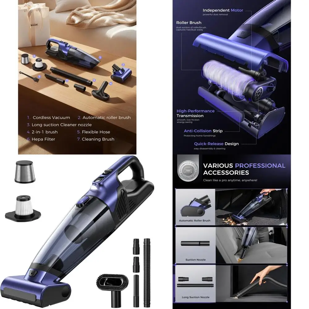 Беспроводной пылесос для шерсти животных с высокой мощностью всасывания 20000PA, моторизованной щеткой, LED-подсветкой, перезаряжаемый, для автомобилей, дома и офиса
Беспроводной пылесос для шерсти животных с высокой мощностью всасывания 20000PA, моторизованной щеткой, LED-подсветкой, перезаряжаемый, для автомобилей, дома и офиса