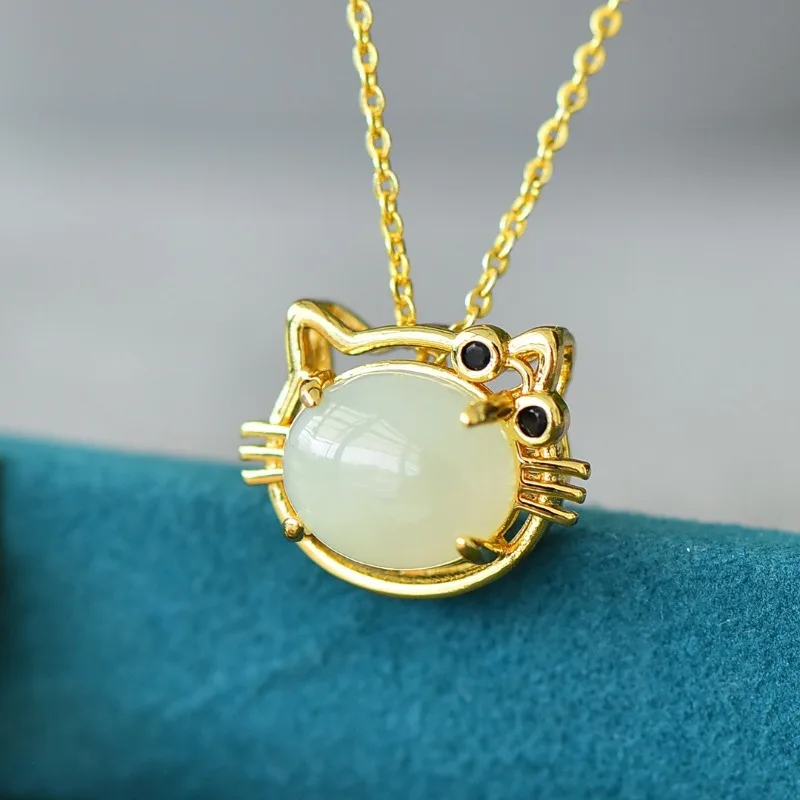 Ancient Inlaid Natural Hetian White Jade Lucky Cat Light Luxury Pendant Egg Surface Cute Necklace Women's
Ancient Inlaid Natural Hetian White Jade Lucky Cat Light Luxury Pendant Egg Surface Cute Necklace Women's