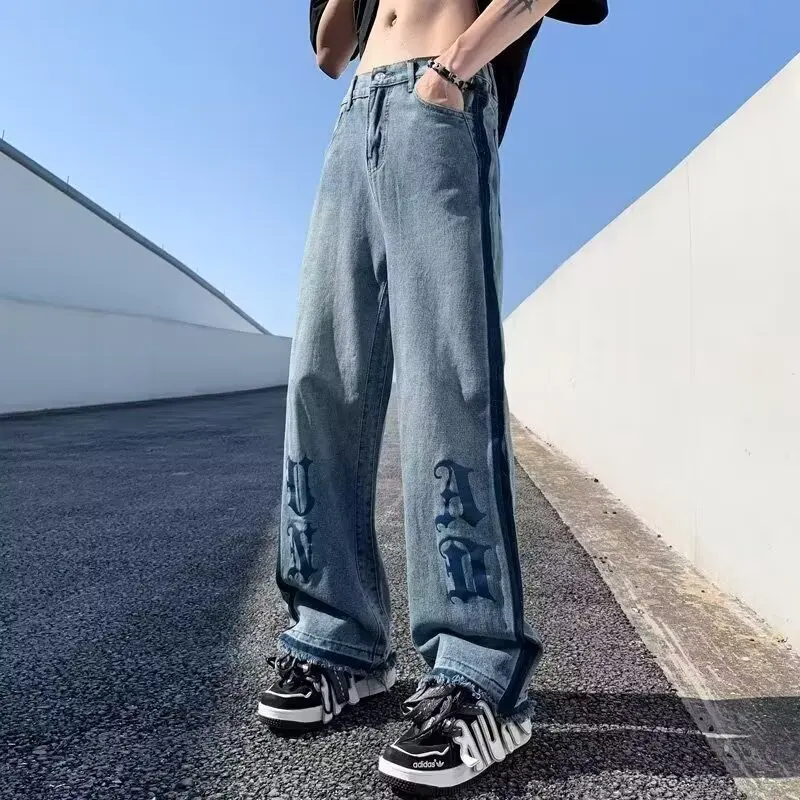 Retro American Denim Jeans Men's Spring Autumn Loose Trendy Straight Casual Trousers Polyester Fiber mid Waist Zipper ket
Retro American Denim Jeans Men's Spring Autumn Loose Trendy Straight Casual Trousers Polyester Fiber mid Waist Zipper ket