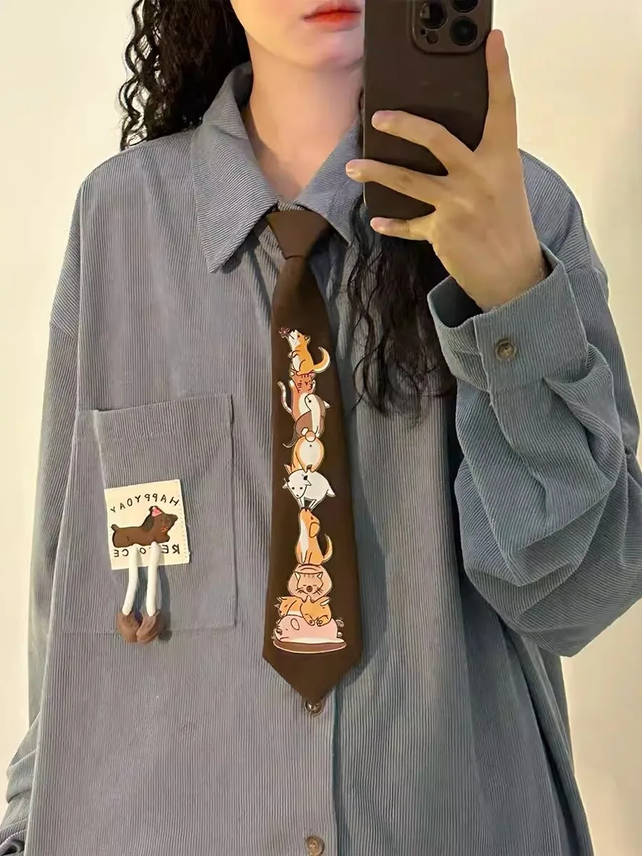 Retro American Corduroy Long Sve irt Loose Fit ex Animal Print Tie Casual Faion Spring Autumn New Arrival
Retro American Corduroy Long Sve irt Loose Fit ex Animal Print Tie Casual Faion Spring Autumn New Arrival