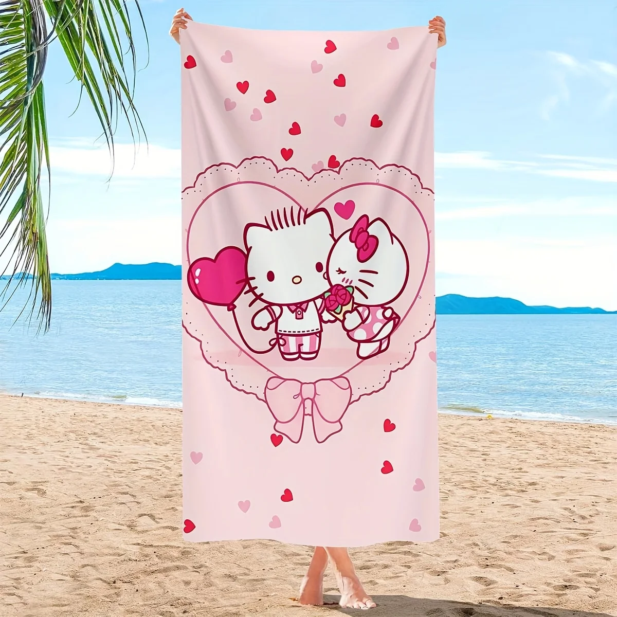 1PC Sanrio Hello Kitty Bow Print Beach Towel, Soft Absorbent Cartoon Bath Towel, Portable for Travel Hiking Camping Hotel Pool
1PC Sanrio Hello Kitty Bow Print Beach Towel, Soft Absorbent Cartoon Bath Towel, Portable for Travel Hiking Camping Hotel Pool