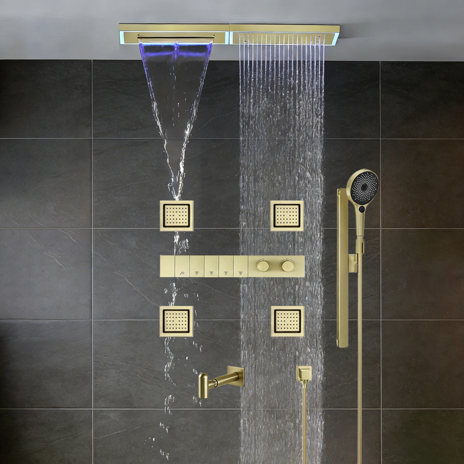 Qlonn Luxury 5 Functions Shower Set 800*200mm LED Lighting Rain/Waterfall Shower Head Smart Thermostatic Diverter Large Body Jet
Qlonn Luxury 5 Functions Shower Set 800*200mm LED Lighting Rain/Waterfall Shower Head Smart Thermostatic Diverter Large Body Jet