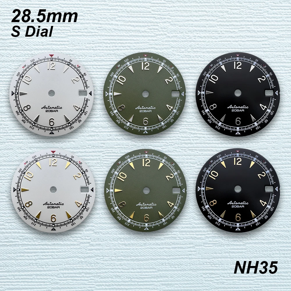 28.5mm S Logo Dial Fit NH35/NH36/4R/7S Japanese Movement Green Luminous Matte Diving High-Quality Watch Modified Accessories
28.5mm S Logo Dial Fit NH35/NH36/4R/7S Japanese Movement Green Luminous Matte Diving High-Quality Watch Modified Accessories