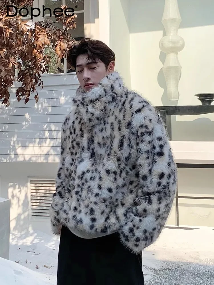 2024 Winter New Thickened Cotton-padded Jackets Men Leopard Print Imitation Fur Jacket Loose Casual Stand Collar Long-sleeve Top
2024 Winter New Thickened Cotton-padded Jackets Men Leopard Print Imitation Fur Jacket Loose Casual Stand Collar Long-sleeve Top