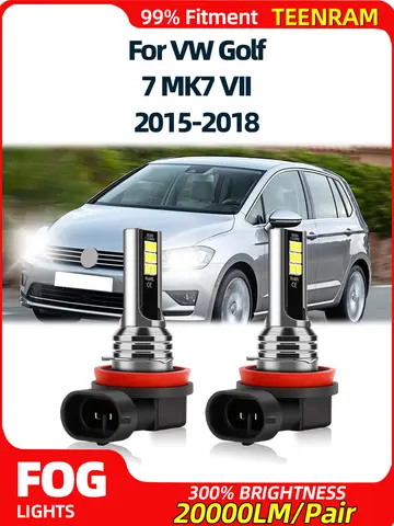 H11 H8 H9 LED Car Fog Lights Bulb 20000LM Canbus No Error Fog Lamp 12V 6000K White For VW Golf 7 MK7 VII 2015 2016 2017 2018