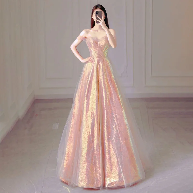 New Arrival Boat Neck Pleat A-Line Sequins Pink Short Sleeves Lace Up Floor-Length Simple Formal Dress Dress Woman Party A2779
New Arrival Boat Neck Pleat A-Line Sequins Pink Short Sleeves Lace Up Floor-Length Simple Formal Dress Dress Woman Party A2779