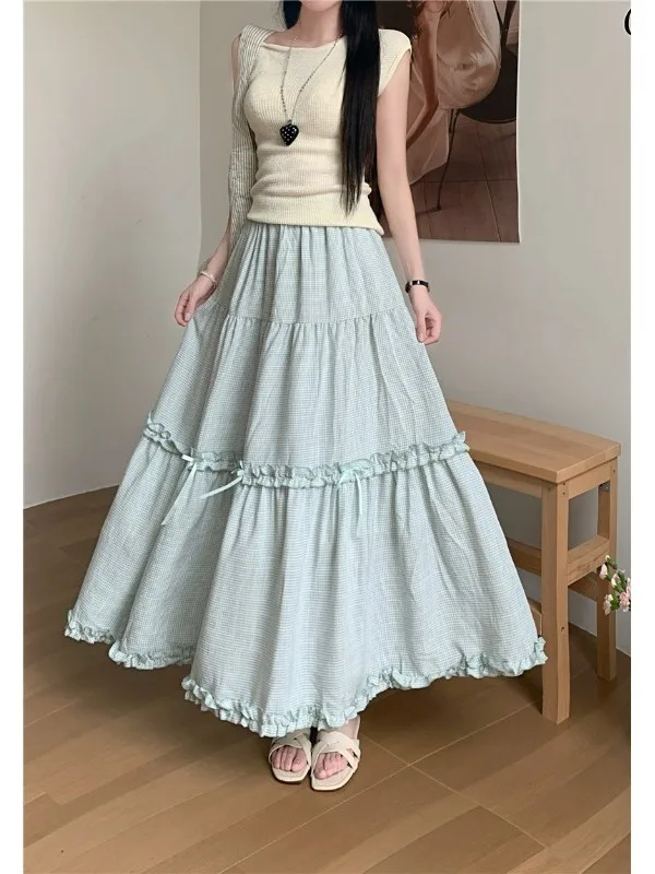 Spring Summer 2026 Korean Style Sweet Bow Tie Plaid A-Line Skirt High Waist Flared Hem Stitched Ladies' Fashion Skirts
Spring Summer 2026 Korean Style Sweet Bow Tie Plaid A-Line Skirt High Waist Flared Hem Stitched Ladies' Fashion Skirts