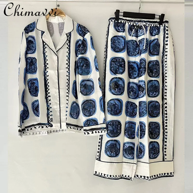 2025 New Retro Printed Acetic Acid Shirt with Elastic Waist Wide-leg Pants Fashionable Two-piece Suit For Women
2025 New Retro Printed Acetic Acid Shirt with Elastic Waist Wide-leg Pants Fashionable Two-piece Suit For Women