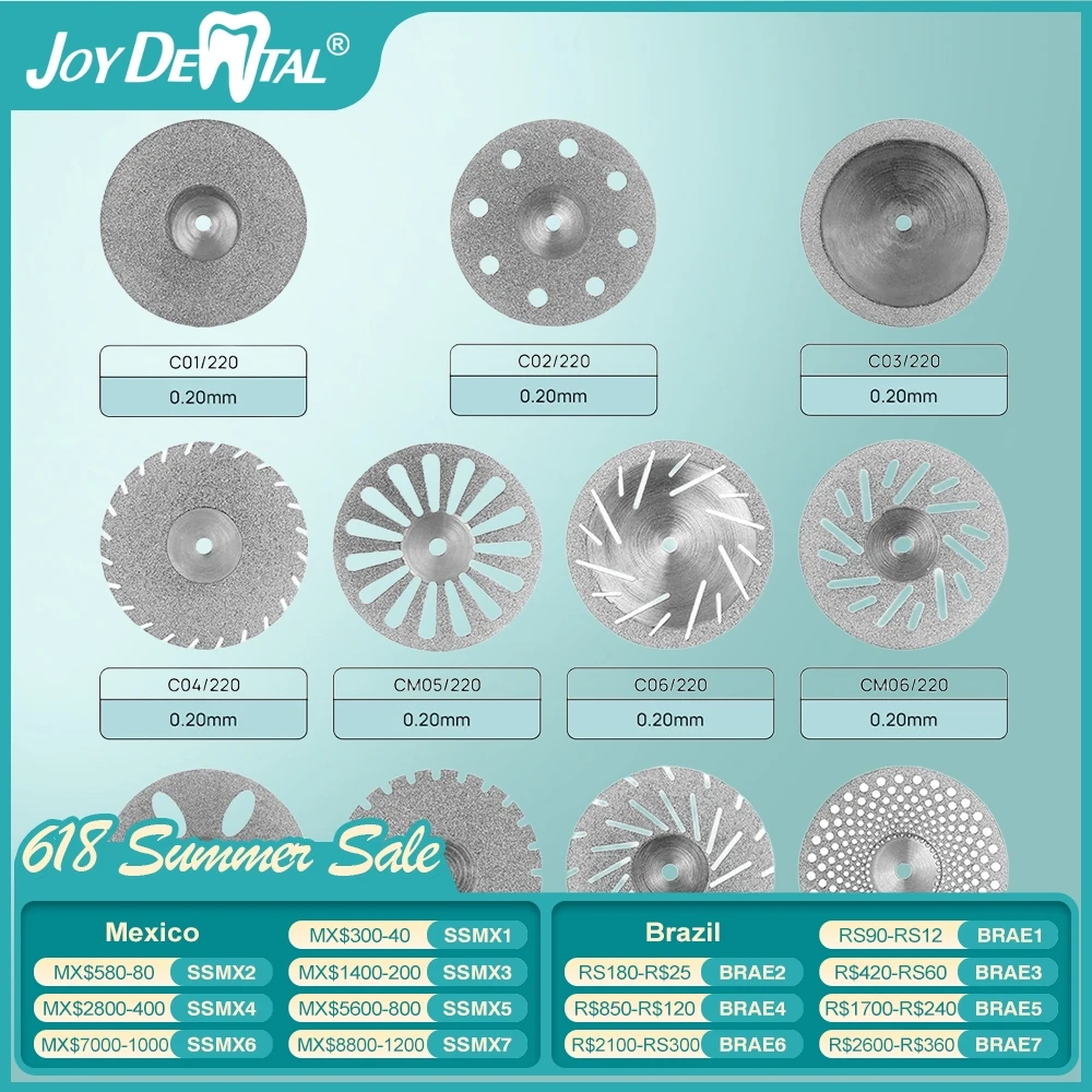 5pcs Dental Diamond Disc Disks 0.20mm Ultra-thin Double Sided Grit Cutting Disc Tool Thickness Dental Lab C19/220 11 Sizes
5pcs Dental Diamond Disc Disks 0.20mm Ultra-thin Double Sided Grit Cutting Disc Tool Thickness Dental Lab C19/220 11 Sizes