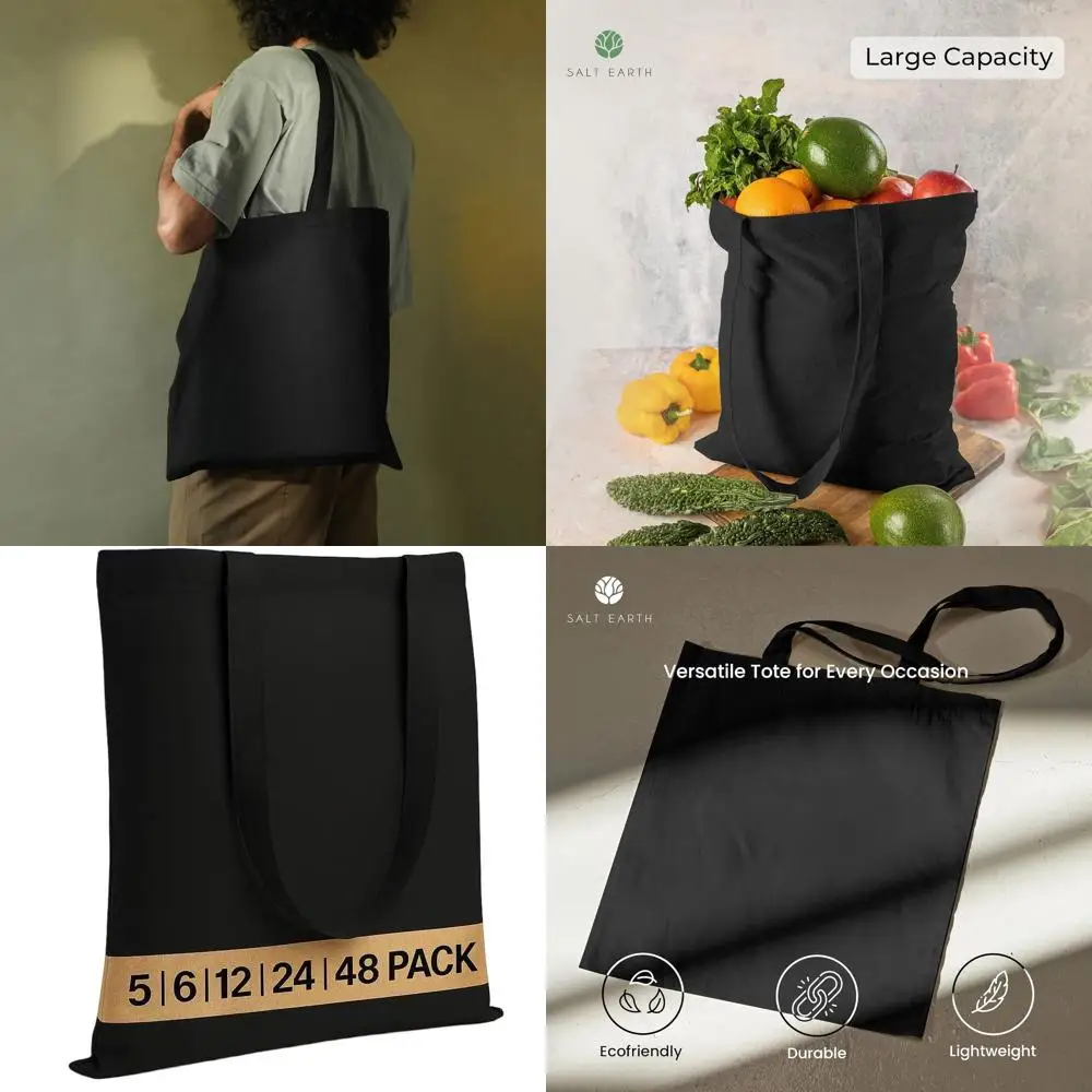 Cotton Reusable Tote Bags - 5 to 48 Pack Options for Bulk Grocery, Shopping, Beach & DIY Use
Cotton Reusable Tote Bags - 5 to 48 Pack Options for Bulk Grocery, Shopping, Beach & DIY Use