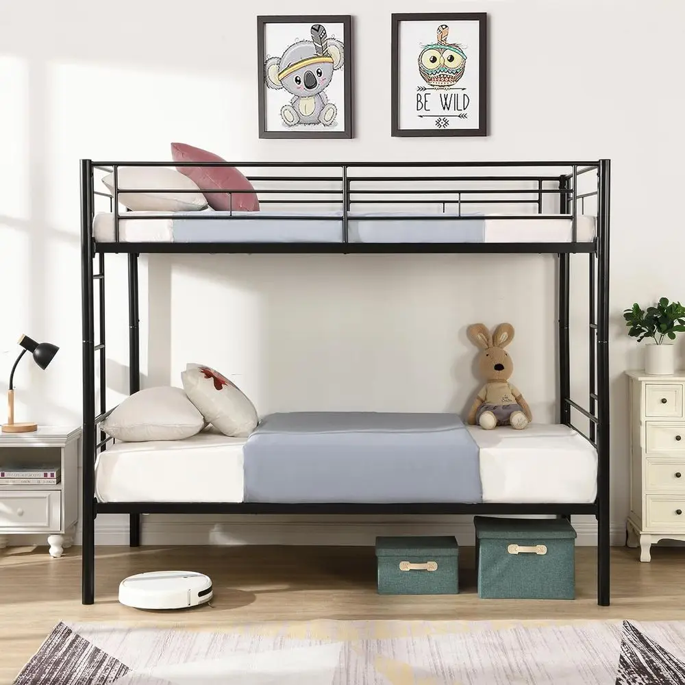 Twin Over Twin Bunk Bed for Kids, 2 Ladders, Full-Length Guardrail, No Box Spring, Noise-Free, Convertible, Black
Twin Over Twin Bunk Bed for Kids, 2 Ladders, Full-Length Guardrail, No Box Spring, Noise-Free, Convertible, Black