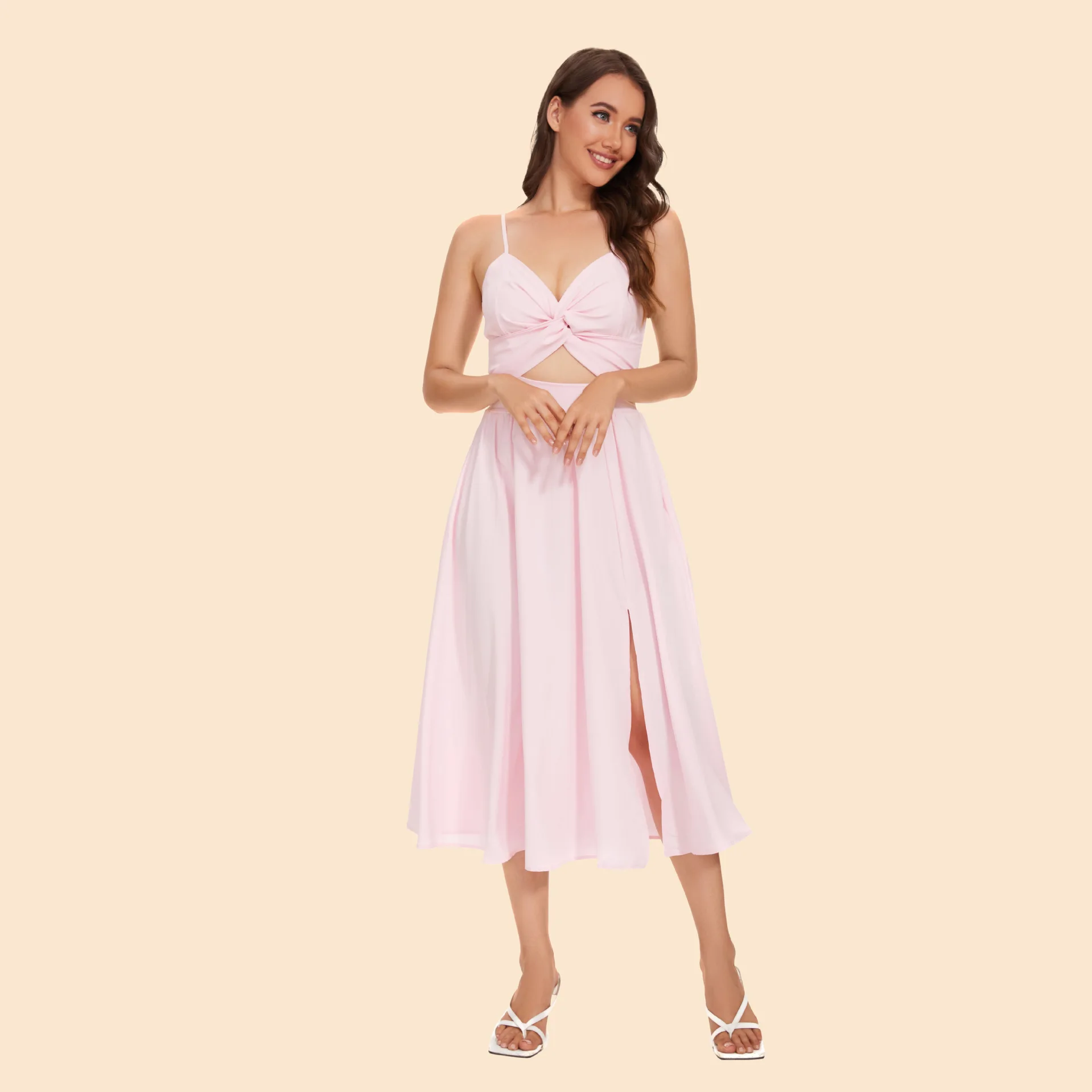 25 Years Of Independent Summer Sweet Macaron Color Low Cut Suspender Waist Dress 23017-2
25 Years Of Independent Summer Sweet Macaron Color Low Cut Suspender Waist Dress 23017-2