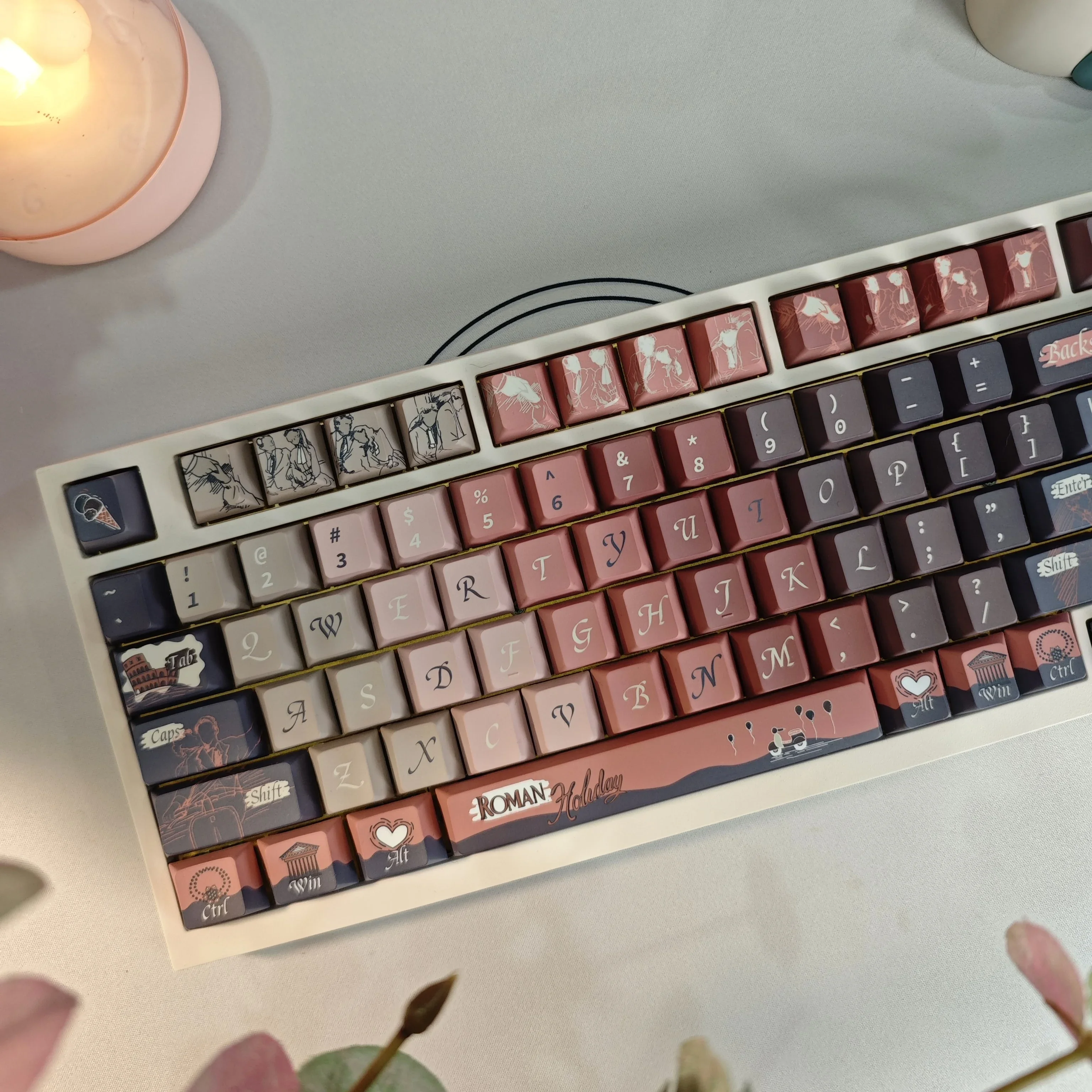 Roman holiday gradual change color original key cap original 142 key PBT custom key cap full five-sided sublimation process
Roman holiday gradual change color original key cap original 142 key PBT custom key cap full five-sided sublimation process