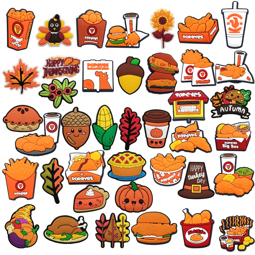 40Pcs/Set Cartoon Thanksgiving Shoe Charms DIY food Shoe Buckle Accessories PVC Shoe Decorations Gifts for Party
40Pcs/Set Cartoon Thanksgiving Shoe Charms DIY food Shoe Buckle Accessories PVC Shoe Decorations Gifts for Party