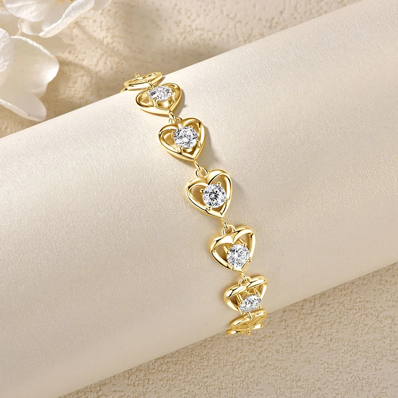 Lnngy Certified Round Moissanite Bracelet 925 Sterling Silver Heart-shaped Chain Bracelet for Women Valentine's Day Jewelry Gift
Lnngy Certified Round Moissanite Bracelet 925 Sterling Silver Heart-shaped Chain Bracelet for Women Valentine's Day Jewelry Gift