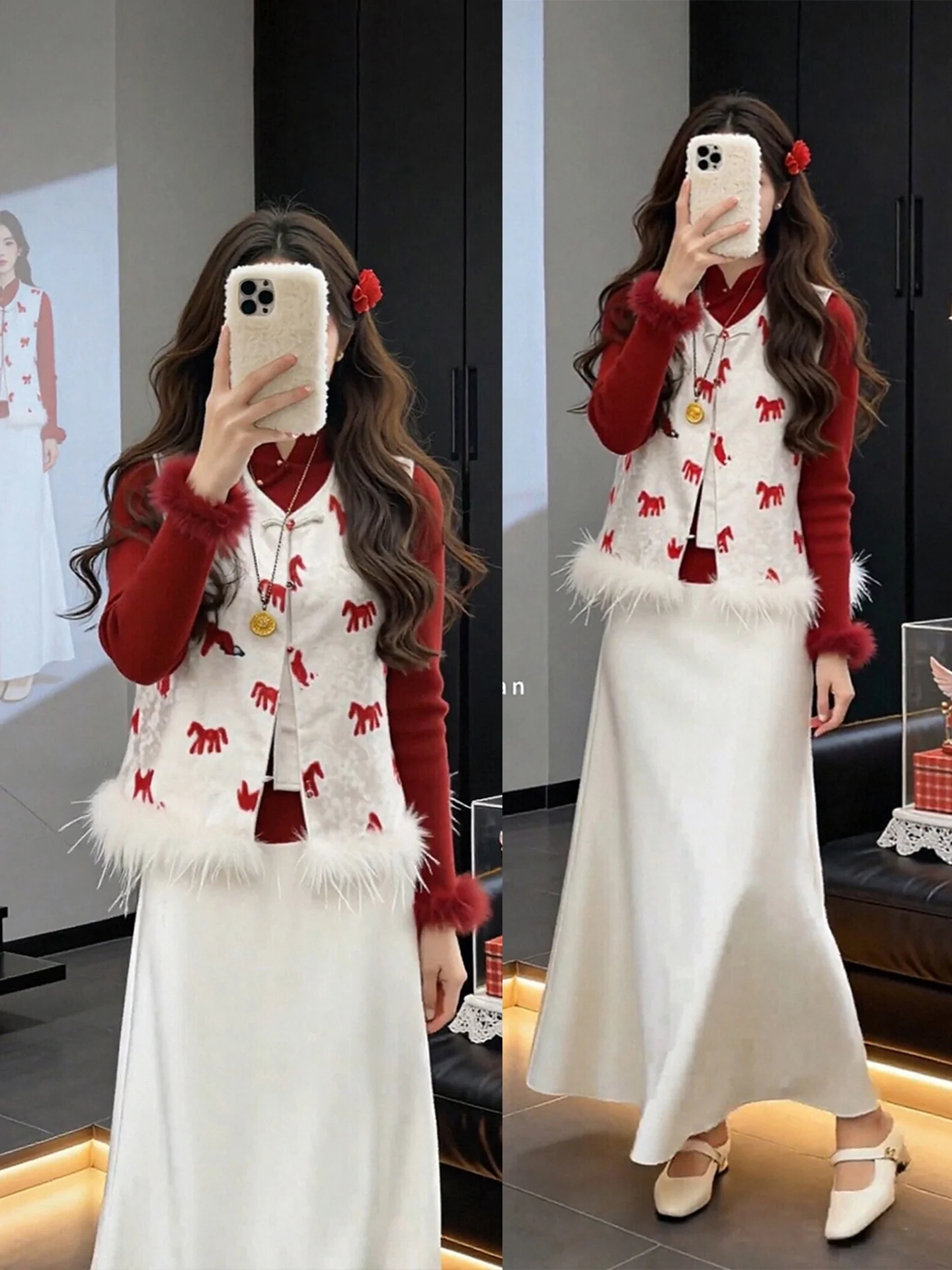Winter Faion plus Size Women's Tee-Piece Set New Chinese Sle Vest Skirt High Waist Warm Polyester Buxuan V-ne Button up
Winter Faion plus Size Women's Tee-Piece Set New Chinese Sle Vest Skirt High Waist Warm Polyester Buxuan V-ne Button up