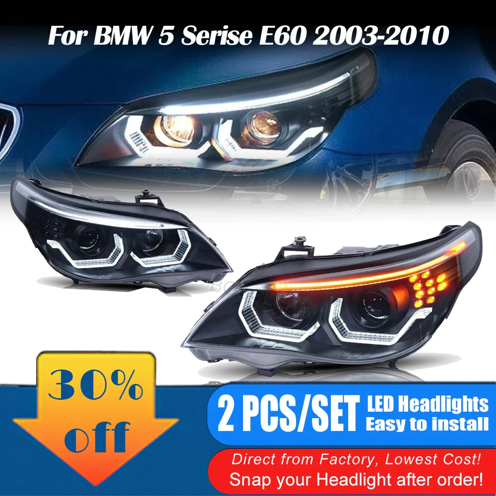 for BMW 5 Series E60 523i 530i 2003-10 Headlight Assembly LED Angel Eye Running Light Water Turn signal Hid Bi Xenon Accessories
for BMW 5 Series E60 523i 530i 2003-10 Headlight Assembly LED Angel Eye Running Light Water Turn signal Hid Bi Xenon Accessories