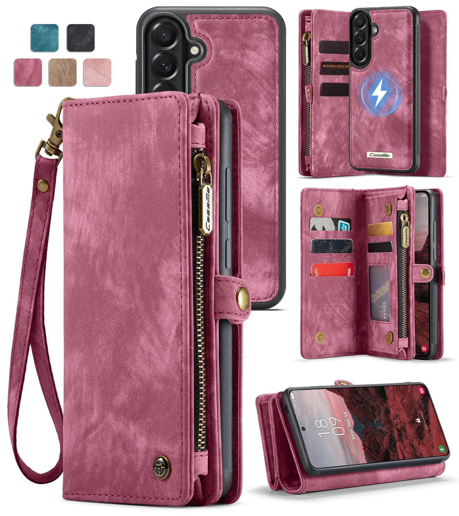 Caseme-008 Multifunction Removable Magnetic Card Bag Zipper Cash Slot Wallet Case for Samsung Galaxy A37 5G with Wrist Lanyard
Caseme-008 Multifunction Removable Magnetic Card Bag Zipper Cash Slot Wallet Case for Samsung Galaxy A37 5G with Wrist Lanyard