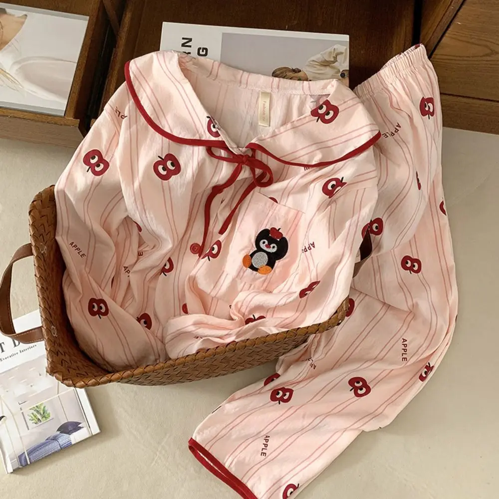 Ins Flip Collar Stripe Pajamas Set Dog Casual Sweet Pajamas Suit Home Wear Penguin Two Pieces Nightwears Women
Ins Flip Collar Stripe Pajamas Set Dog Casual Sweet Pajamas Suit Home Wear Penguin Two Pieces Nightwears Women