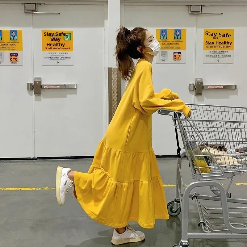 Women's Loose Long Dress Thin Spring Autumn plus Size Cover Meat Slimming over Knee Lazy Person Long Dress Korean Style
Women's Loose Long Dress Thin Spring Autumn plus Size Cover Meat Slimming over Knee Lazy Person Long Dress Korean Style