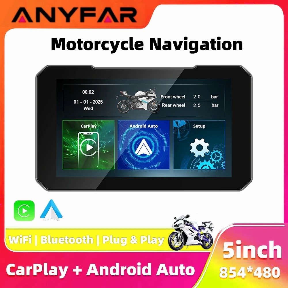 5-дюймовый портативный GPS-навигатор для мотоциклов с беспроводным CarPlay/Android Auto и сенсорным экраном
5-дюймовый портативный GPS-навигатор для мотоциклов с беспроводным CarPlay/Android Auto и сенсорным экраном