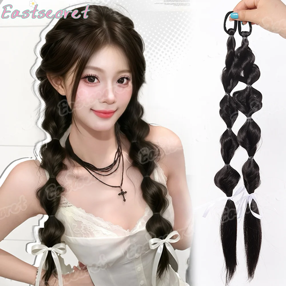 EAST Women's Double Pony Tail Fried Dough Twists Braid Braid Hair White Bowknot Ribbon Grab Clip Pony Tail Synthetic Wig
EAST Women's Double Pony Tail Fried Dough Twists Braid Braid Hair White Bowknot Ribbon Grab Clip Pony Tail Synthetic Wig