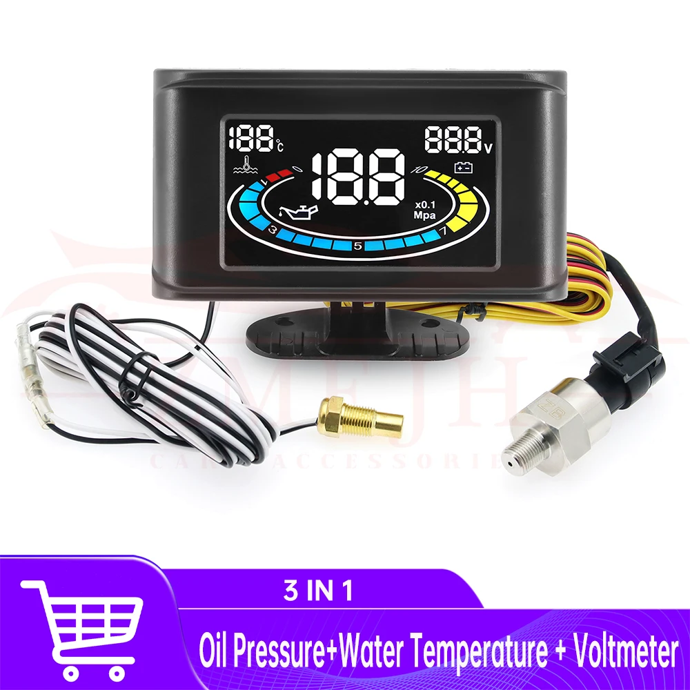 3 IN 1 LCD Truck Gauge Car Oil Pressure Gauge Water Temperature Gauge Voltmeter 1/8 NPT Oil Press Sensor Multifunctional Gauge
3 IN 1 LCD Truck Gauge Car Oil Pressure Gauge Water Temperature Gauge Voltmeter 1/8 NPT Oil Press Sensor Multifunctional Gauge
