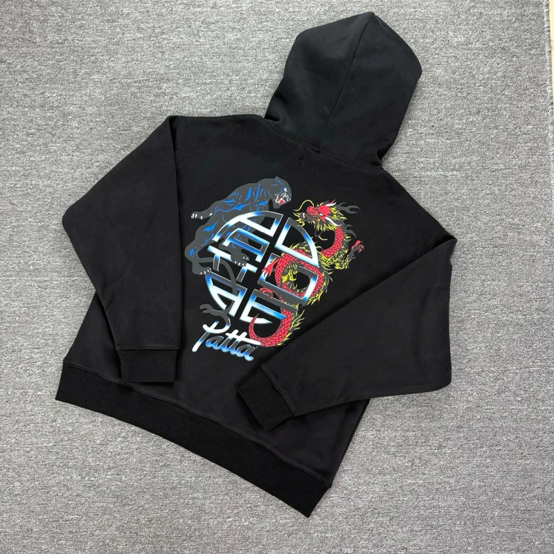 High Quality Leopard Dragon Graphics Print Hoodies Men Women New American Streetwear Patta Hooded Sweatshirts
High Quality Leopard Dragon Graphics Print Hoodies Men Women New American Streetwear Patta Hooded Sweatshirts