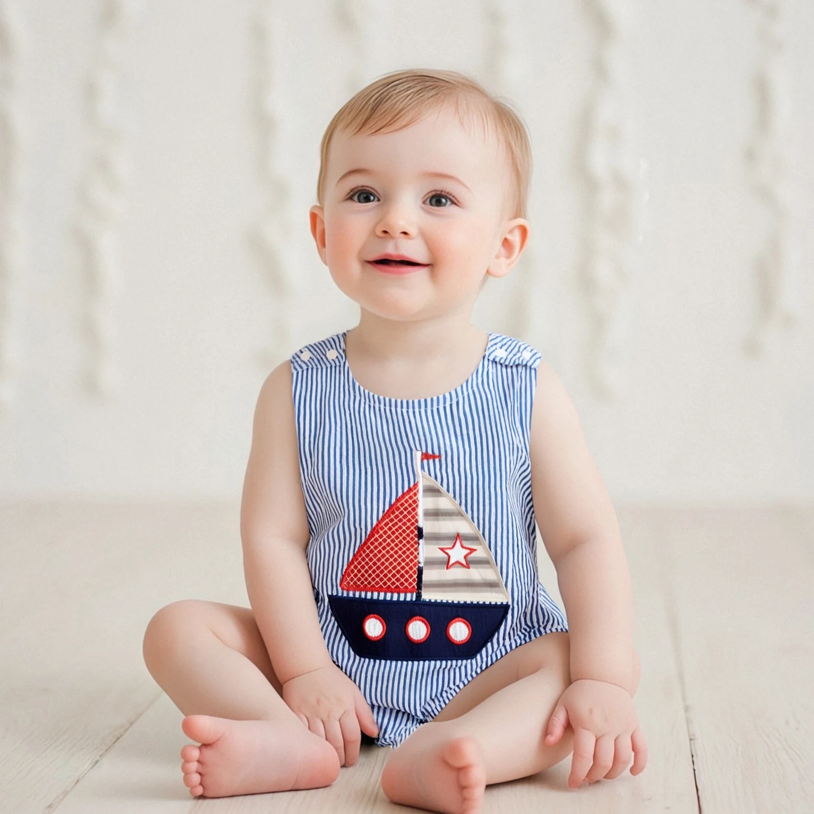Baby Boy Striped Overalls Romper Sailboat Embroidered Sleeveless Bodysuit Cute Summer Clothes
Baby Boy Striped Overalls Romper Sailboat Embroidered Sleeveless Bodysuit Cute Summer Clothes