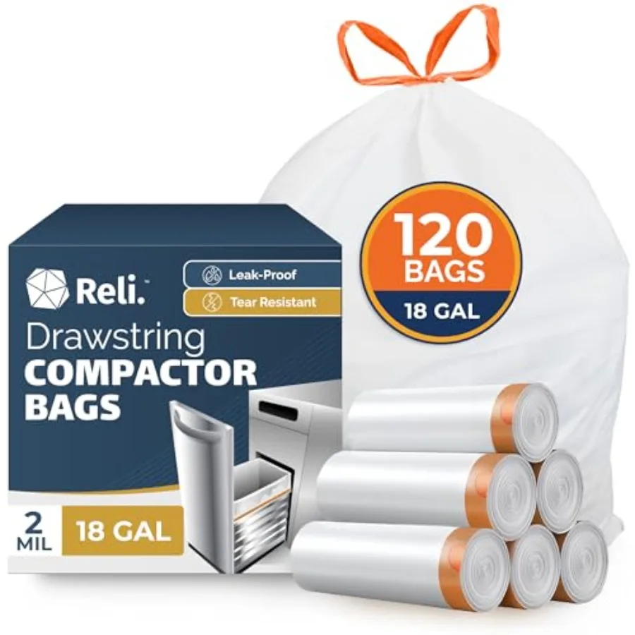 18 Gallon Trash Compactor Bags 120 Pack 2 Mil Heavy Duty Compatible with Kitchenaid Whirpool GE 15 Inch Compactors No Slip Draw
18 Gallon Trash Compactor Bags 120 Pack 2 Mil Heavy Duty Compatible with Kitchenaid Whirpool GE 15 Inch Compactors No Slip Draw
