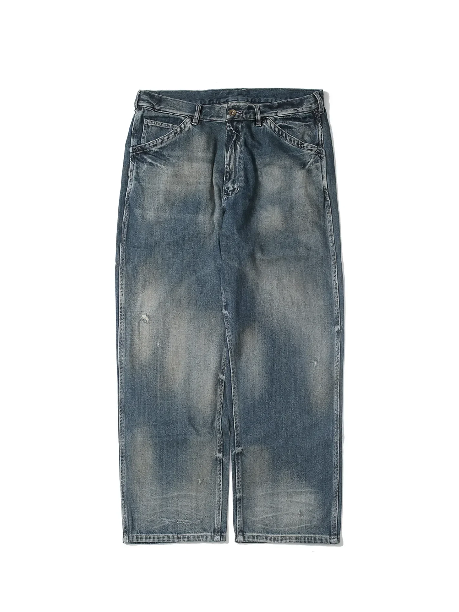 Japanese wash old railway loose straight denim trousers
Japanese wash old railway loose straight denim trousers