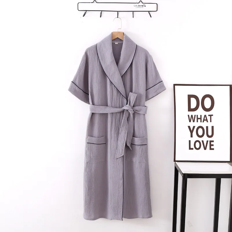 Summer Bathrobe For Women New 100% Cotton Sleepwear Robe Short Sleeve Home Wear Clothes Female Night Kimono Feminino Pocket
Summer Bathrobe For Women New 100% Cotton Sleepwear Robe Short Sleeve Home Wear Clothes Female Night Kimono Feminino Pocket