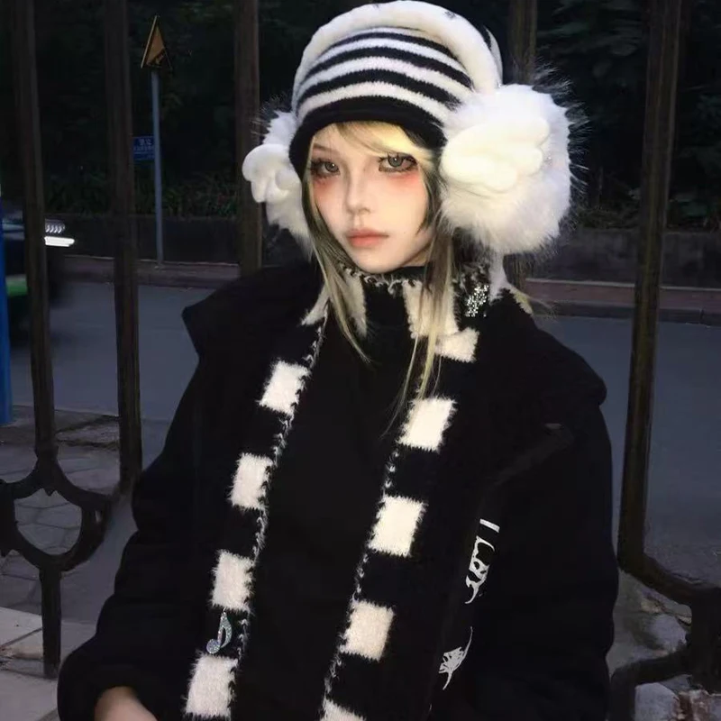 Subculture Earflap Hat and Scarf Y2K Millennium Japanese Korean Styles Accessories Knitted Hat Plush Ear Warmer Striped Scarf
Subculture Earflap Hat and Scarf Y2K Millennium Japanese Korean Styles Accessories Knitted Hat Plush Ear Warmer Striped Scarf