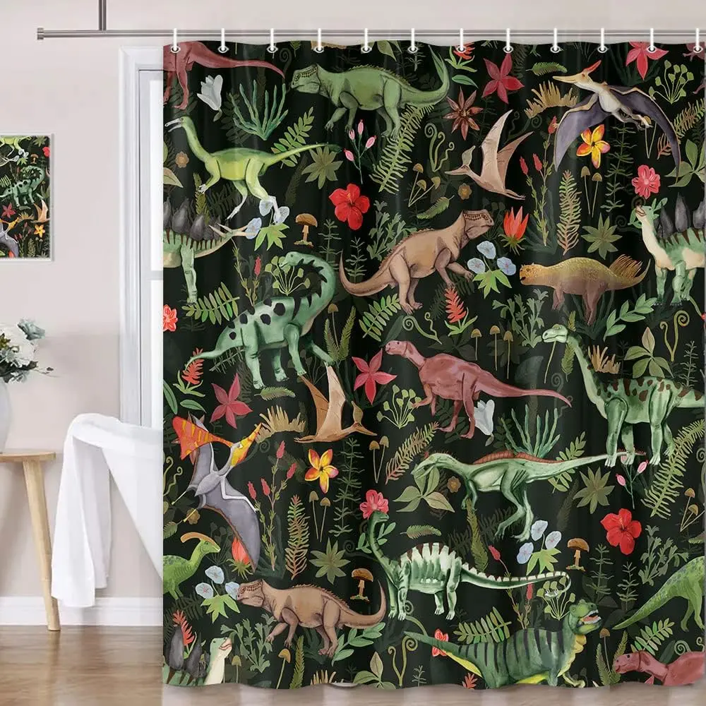 Shower Curtain for Kids Bathroom, Cute Dino Bath Curtain Dinosaur Jungle Funny Cartoon Boys Girls Children Bathroom Decor Set
Shower Curtain for Kids Bathroom, Cute Dino Bath Curtain Dinosaur Jungle Funny Cartoon Boys Girls Children Bathroom Decor Set