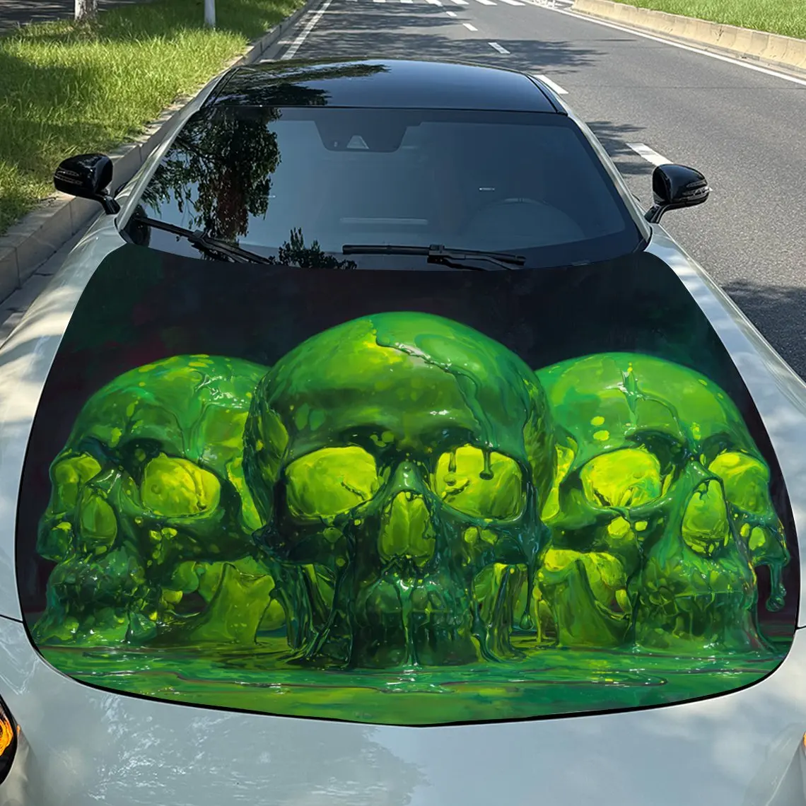 Three Eerie Green Skulls Car Hood Decal - Durable PVC Vinyl Wrap For Engine Protection, Stylish Pattern & Bold Design, Perfect F
Three Eerie Green Skulls Car Hood Decal - Durable PVC Vinyl Wrap For Engine Protection, Stylish Pattern & Bold Design, Perfect F