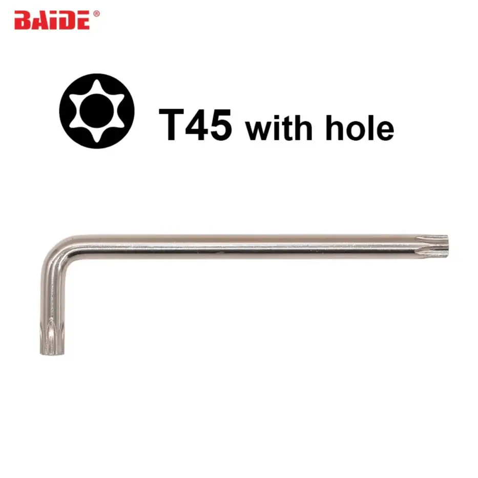 8.0*35*120mm Torx T45 L Key Screwdriver With Hole CR-V Steel Safety Screw driver for Car Professional Repair Tool 100pcs/lot
8.0*35*120mm Torx T45 L Key Screwdriver With Hole CR-V Steel Safety Screw driver for Car Professional Repair Tool 100pcs/lot