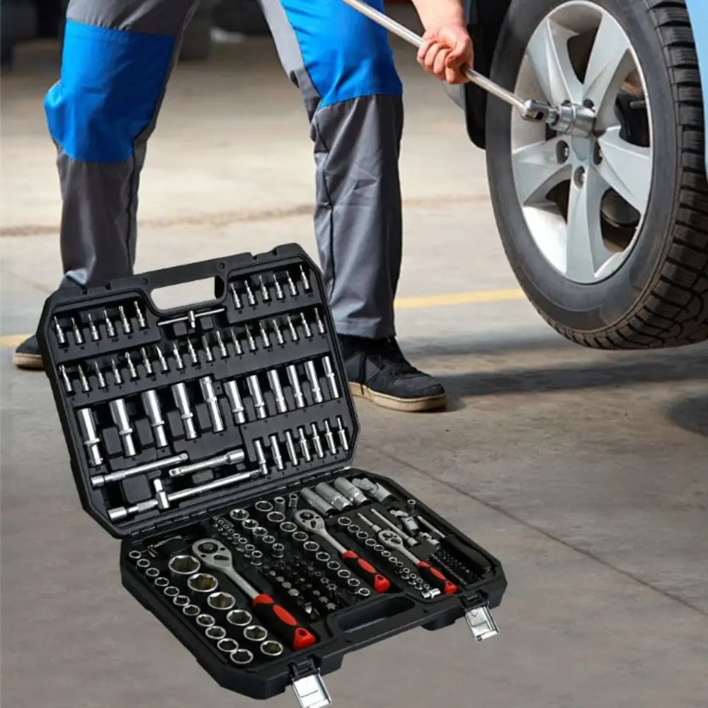 Black Maintenance Set Chrome Steel Tool Set Reversible Ratchet Handle 172-Piece Set Wrench Socket Set Multi-Function Design
Black Maintenance Set Chrome Steel Tool Set Reversible Ratchet Handle 172-Piece Set Wrench Socket Set Multi-Function Design