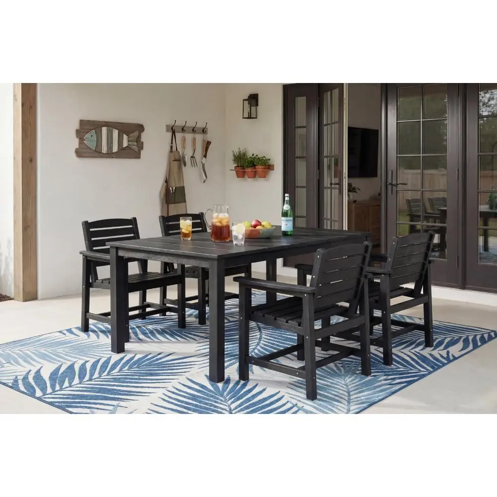 4-Person All-Weather HDPE Outdoor Dining Set with Armrest Chairs and Rectangular Table, UV-Resistant, Black
4-Person All-Weather HDPE Outdoor Dining Set with Armrest Chairs and Rectangular Table, UV-Resistant, Black