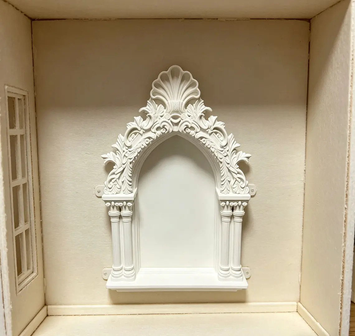Miniature Dollhouse Gothic Baroque Frame, 1/12 Scale Ornate Arched backboard, Dark Aesthetic Dollhouse Scene Decor
Miniature Dollhouse Gothic Baroque Frame, 1/12 Scale Ornate Arched backboard, Dark Aesthetic Dollhouse Scene Decor