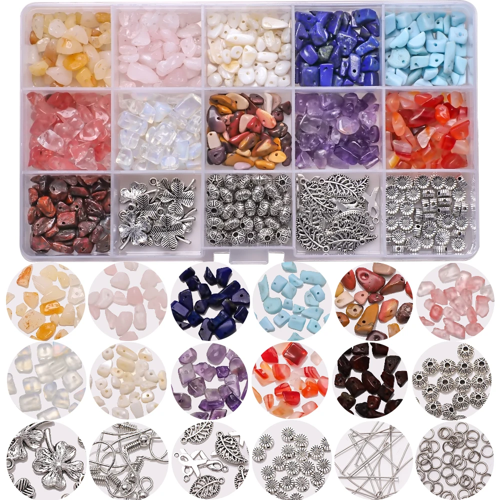 Jewelry Handmade Kit Crystal Gravel Chip Stones Beads Jewelry Metal Spacer Beads For DIY Making Craft Bracelet Earring Necklace
Jewelry Handmade Kit Crystal Gravel Chip Stones Beads Jewelry Metal Spacer Beads For DIY Making Craft Bracelet Earring Necklace