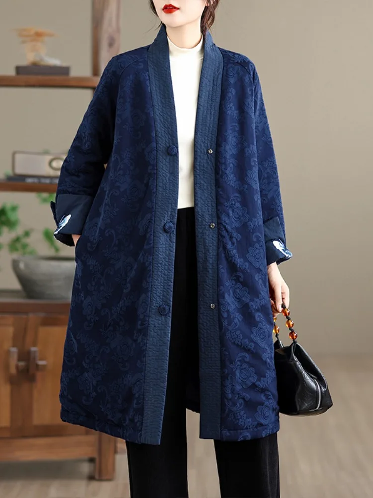 New Chinese Style Embroidered Cotton Blend Hanfu Women's Winter Thickened Warm Cotton Jacket Coat Medium Length V-Neck Long S...
New Chinese Style Embroidered Cotton Blend Hanfu Women's Winter Thickened Warm Cotton Jacket Coat Medium Length V-Neck Long S...