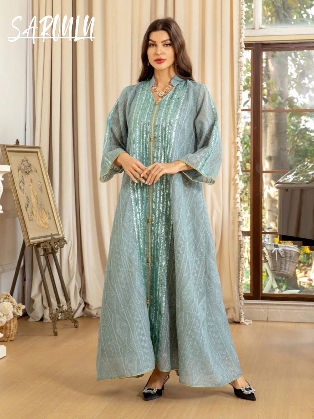 Abaya Glitter Loose Evening Dress, 5 Colors, Celebrity New Year Robe, Muslim Caftan Women Prom Gown, Dainty Lace Dancing Wear
Abaya Glitter Loose Evening Dress, 5 Colors, Celebrity New Year Robe, Muslim Caftan Women Prom Gown, Dainty Lace Dancing Wear
