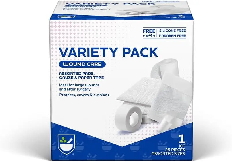 Sterile Gauze Pads Variety Pack - 24 Non-Stick Pads & Tape, 4x4 for Wound Care, First Aid Kit Essentials
Sterile Gauze Pads Variety Pack - 24 Non-Stick Pads & Tape, 4x4 for Wound Care, First Aid Kit Essentials