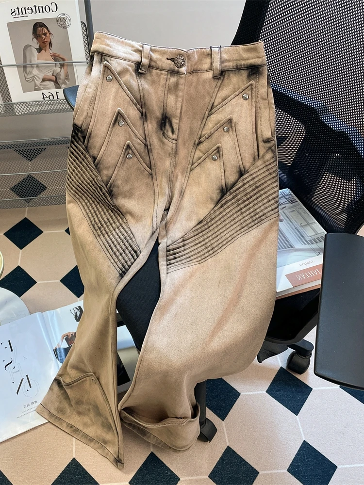 American Street Hiphop Cargo Pants for Women Washed High Waist Wide Leg Straight Denim Pants Leisure Loose Jean Trousers
American Street Hiphop Cargo Pants for Women Washed High Waist Wide Leg Straight Denim Pants Leisure Loose Jean Trousers