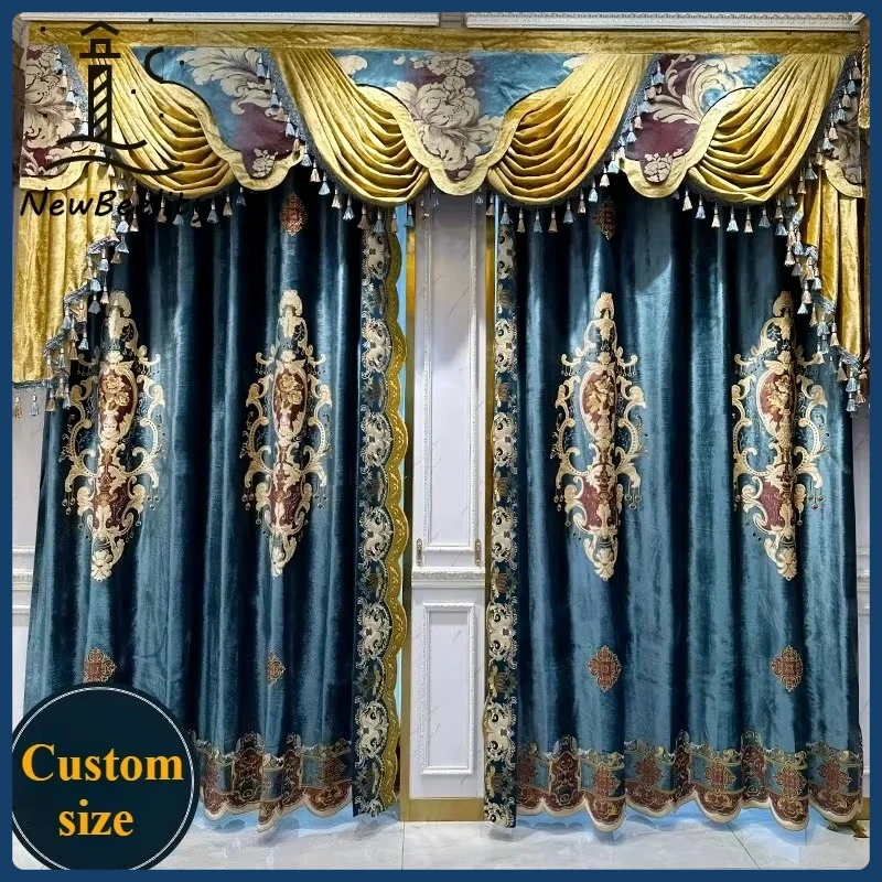 European-style Embroidered Luxury Velvet Cloth Window Curtains for Living Room Bedroom Dining High-end Villa Blackout Curtains
European-style Embroidered Luxury Velvet Cloth Window Curtains for Living Room Bedroom Dining High-end Villa Blackout Curtains